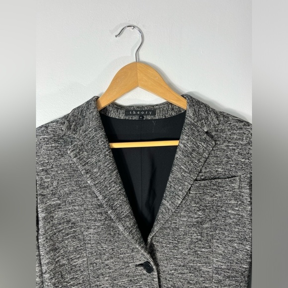 Theory Womens Size 8 Wool Cotton Blend Blazer 2 Button Melange Made in USA - Picture 2 of 11